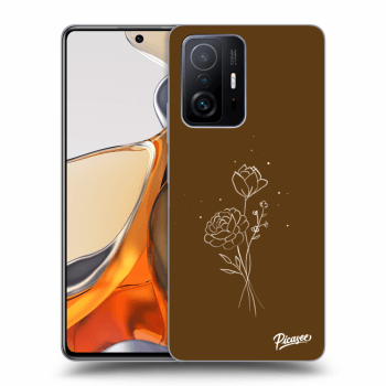 Picasee silikonový průhledný obal pro Xiaomi 11T Pro - Brown flowers