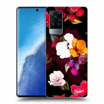 Picasee silikonový černý obal pro Vivo X60 Pro 5G - Flowers and Berries