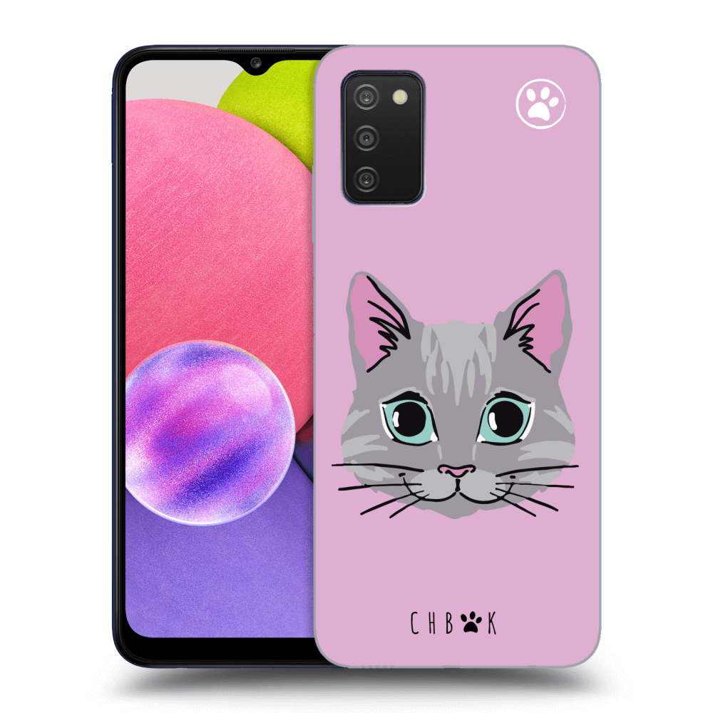 Picasee silikonový průhledný obal pro Samsung Galaxy A03s A037G - Chybí mi kočky - Růžová