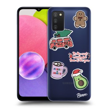 Picasee silikonový průhledný obal pro Samsung Galaxy A03s A037G - Christmas Stickers