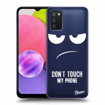 Picasee silikonový průhledný obal pro Samsung Galaxy A03s A037G - Don't Touch My Phone