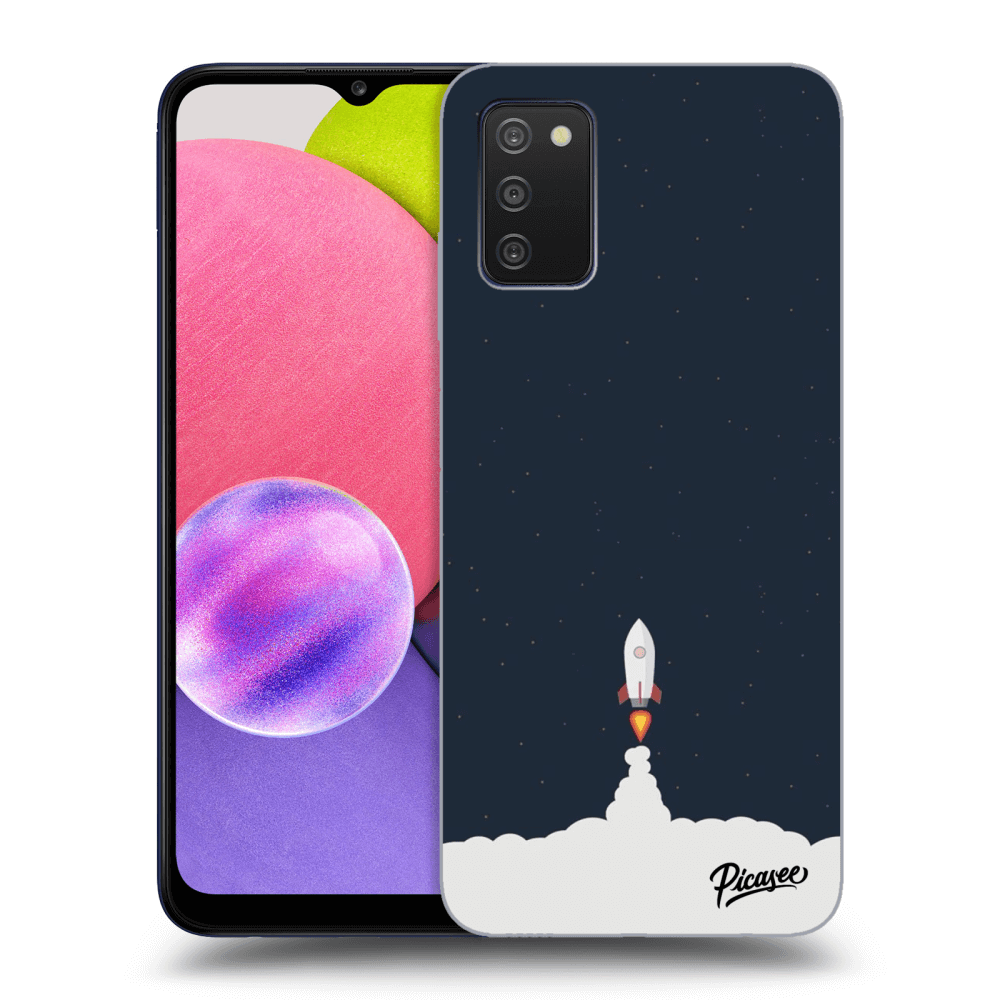 Picasee silikonový průhledný obal pro Samsung Galaxy A03s A037G - Astronaut 2