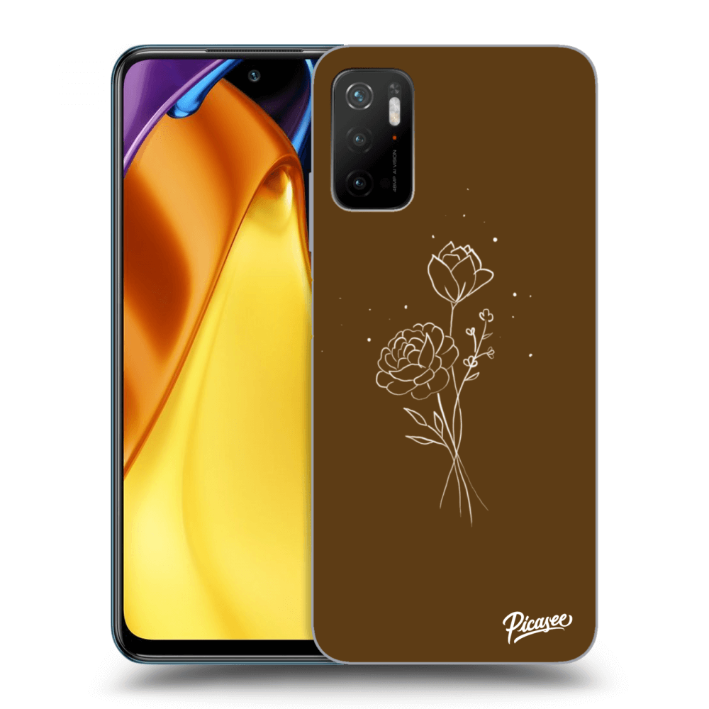 Picasee silikonový průhledný obal pro Xiaomi Poco M3 Pro 5G - Brown flowers