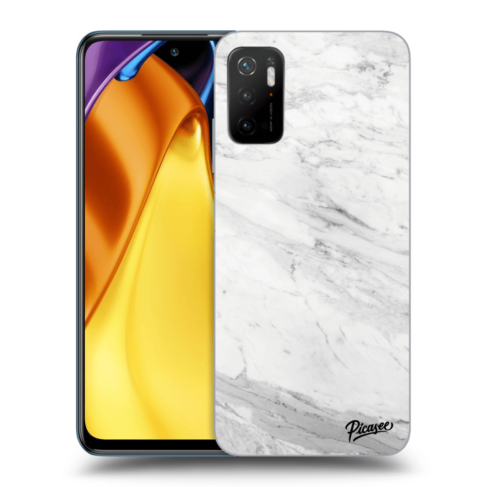Picasee silikonový černý obal pro Xiaomi Poco M3 Pro 5G - White marble