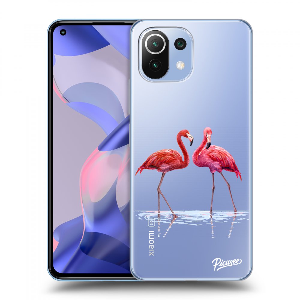 Picasee silikonový průhledný obal pro Xiaomi 11 Lite 5G NE - Flamingos couple