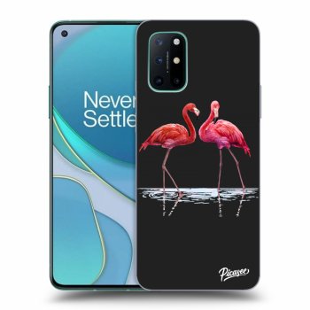 Picasee silikonový černý obal pro OnePlus 8T - Flamingos couple