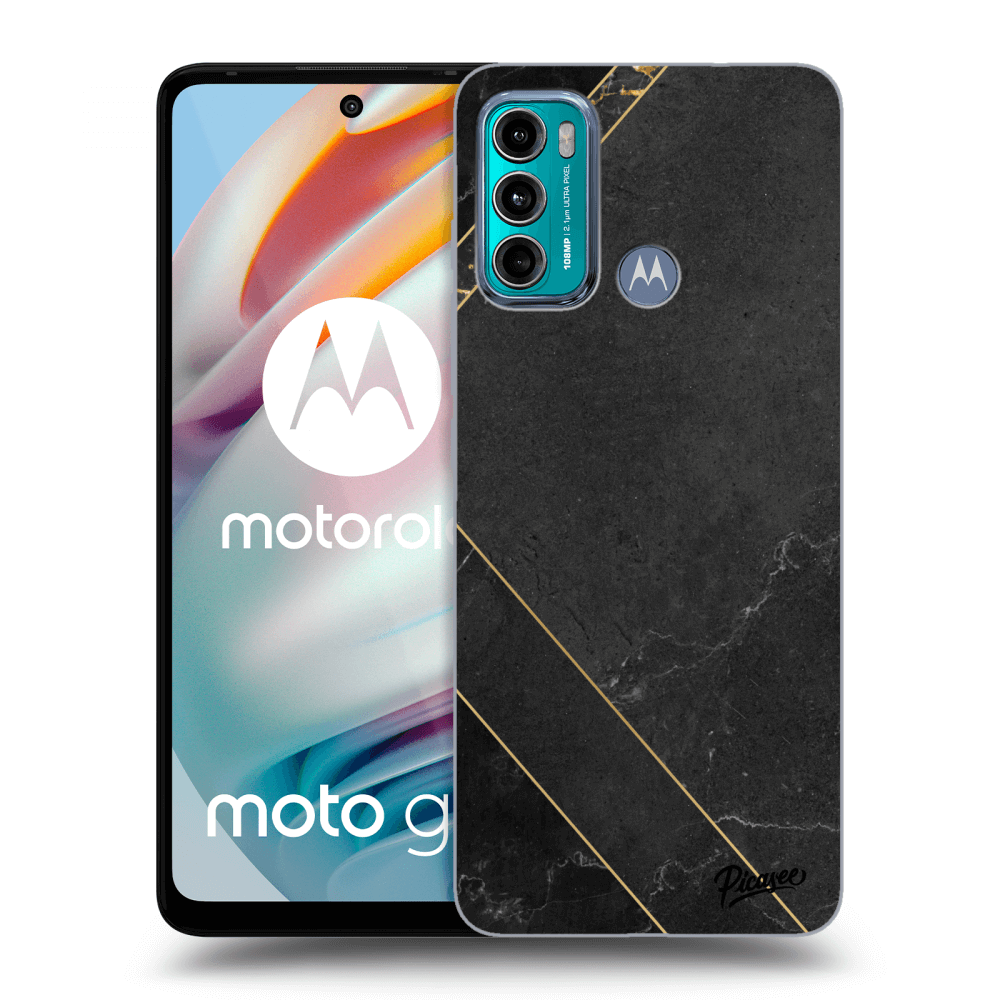 Picasee silikonový průhledný obal pro Motorola Moto G60 - Black tile