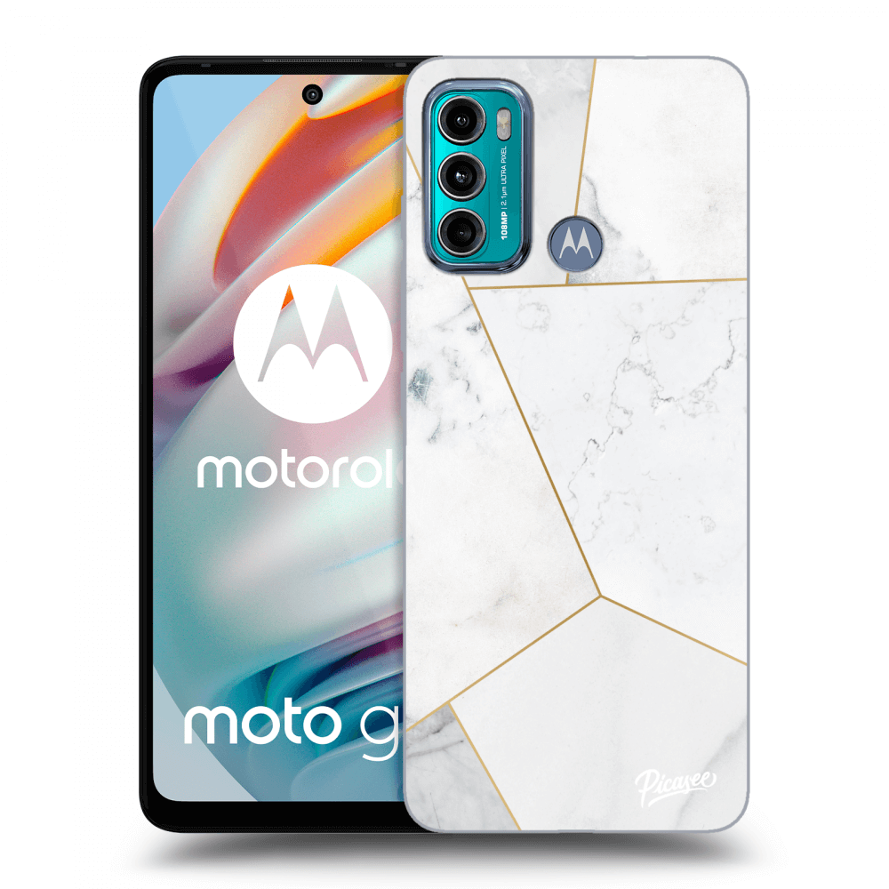 Picasee silikonový černý obal pro Motorola Moto G60 - White tile
