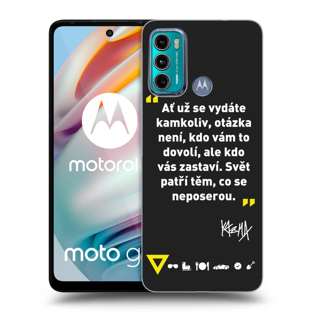 Picasee silikonový černý obal pro Motorola Moto G60 - Kazma - SVĚT PATŘÍ TĚM, CO SE NEPOSEROU