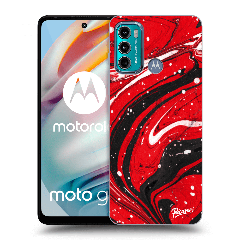 Picasee silikonový průhledný obal pro Motorola Moto G60 - Red black