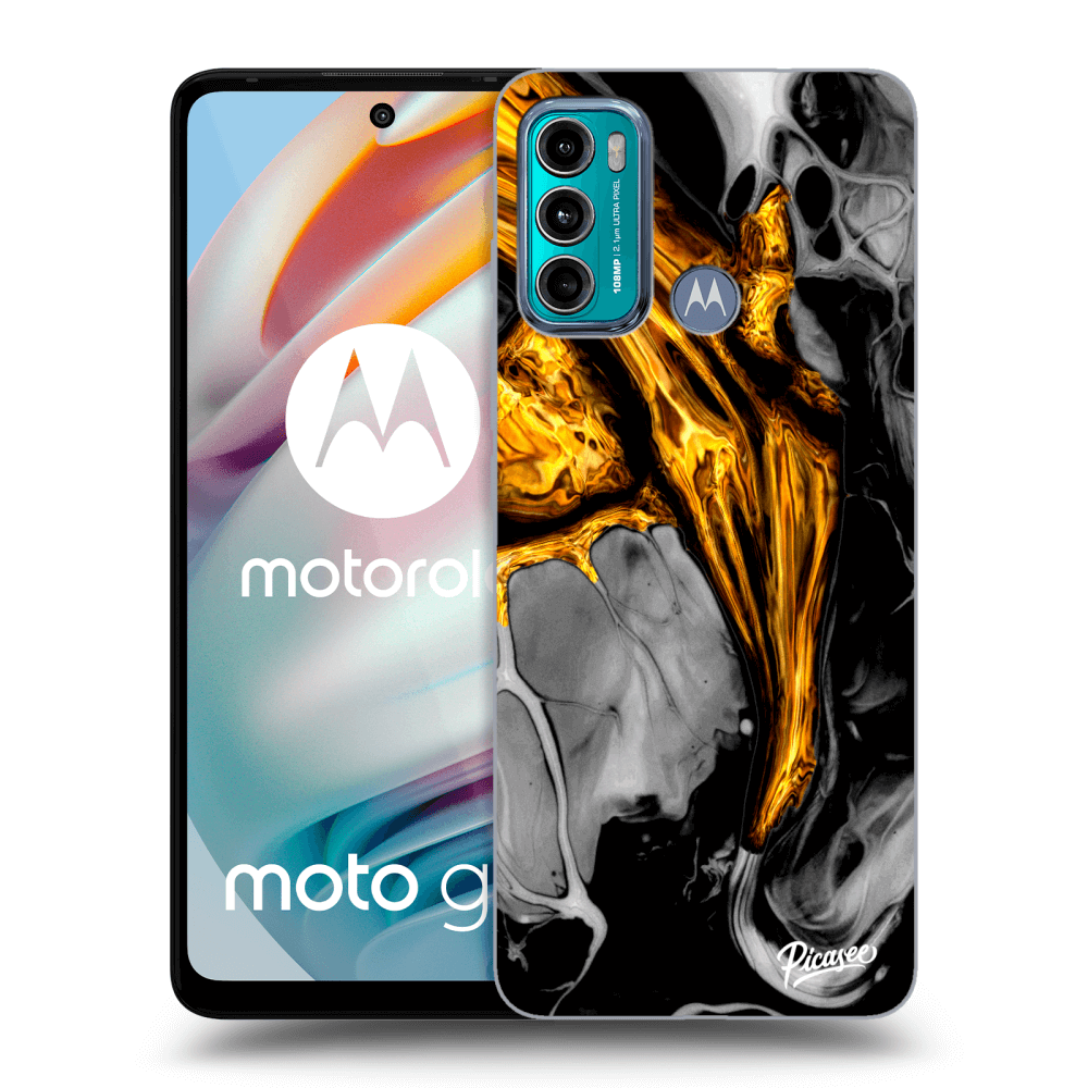 Picasee silikonový průhledný obal pro Motorola Moto G60 - Black Gold