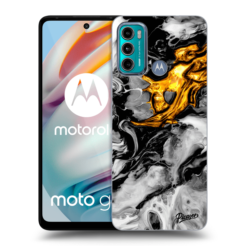 Picasee silikonový průhledný obal pro Motorola Moto G60 - Black Gold 2