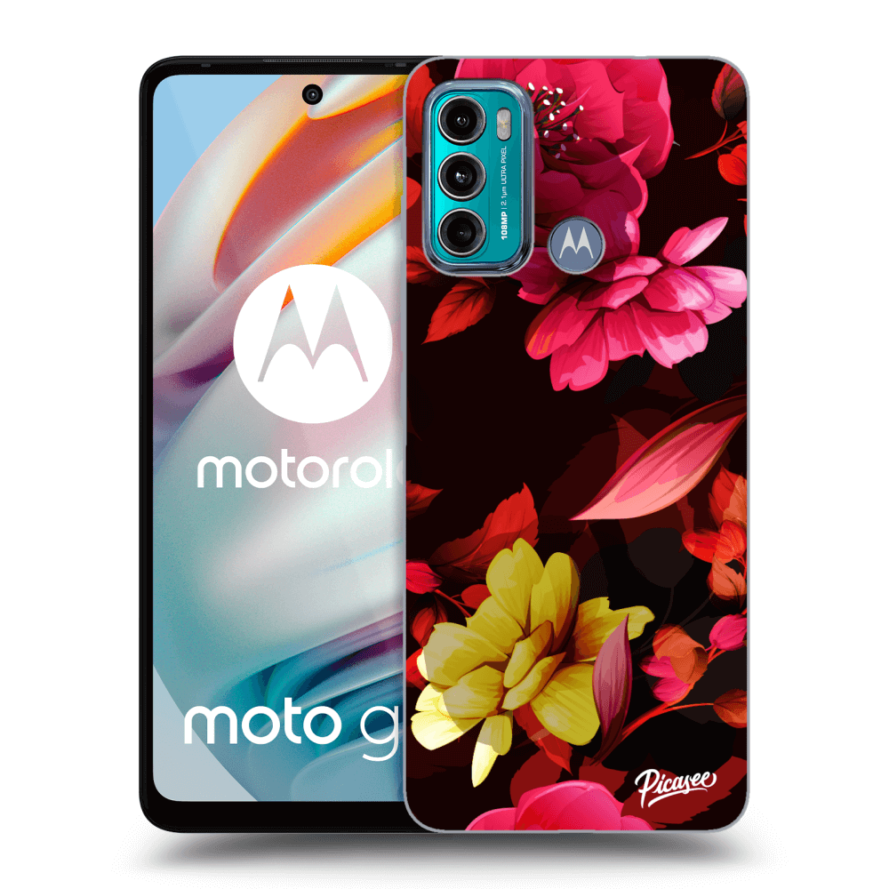 Picasee silikonový černý obal pro Motorola Moto G60 - Dark Peonny