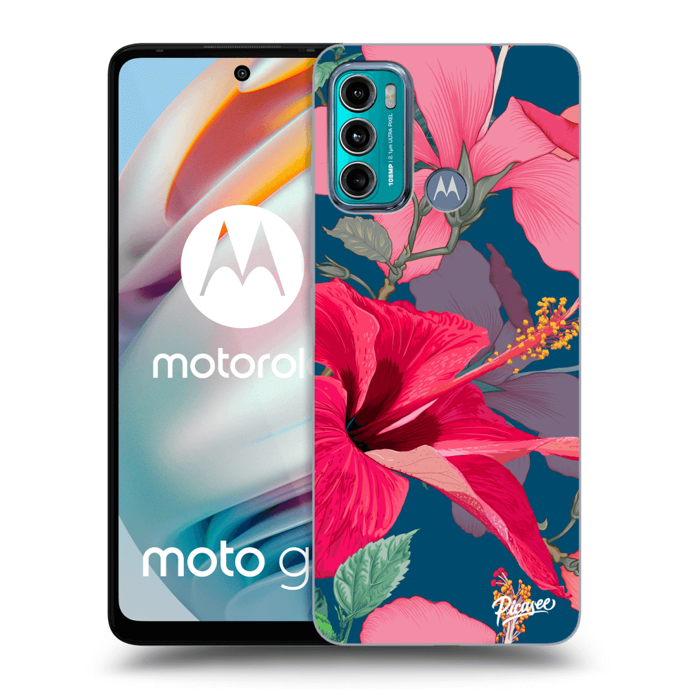 Picasee silikonový černý obal pro Motorola Moto G60 - Hibiscus