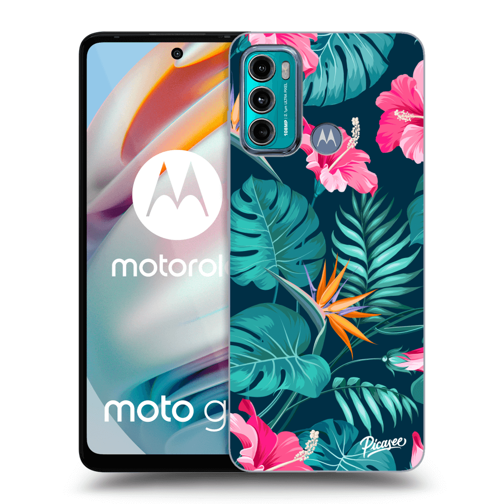 Picasee silikonový černý obal pro Motorola Moto G60 - Pink Monstera