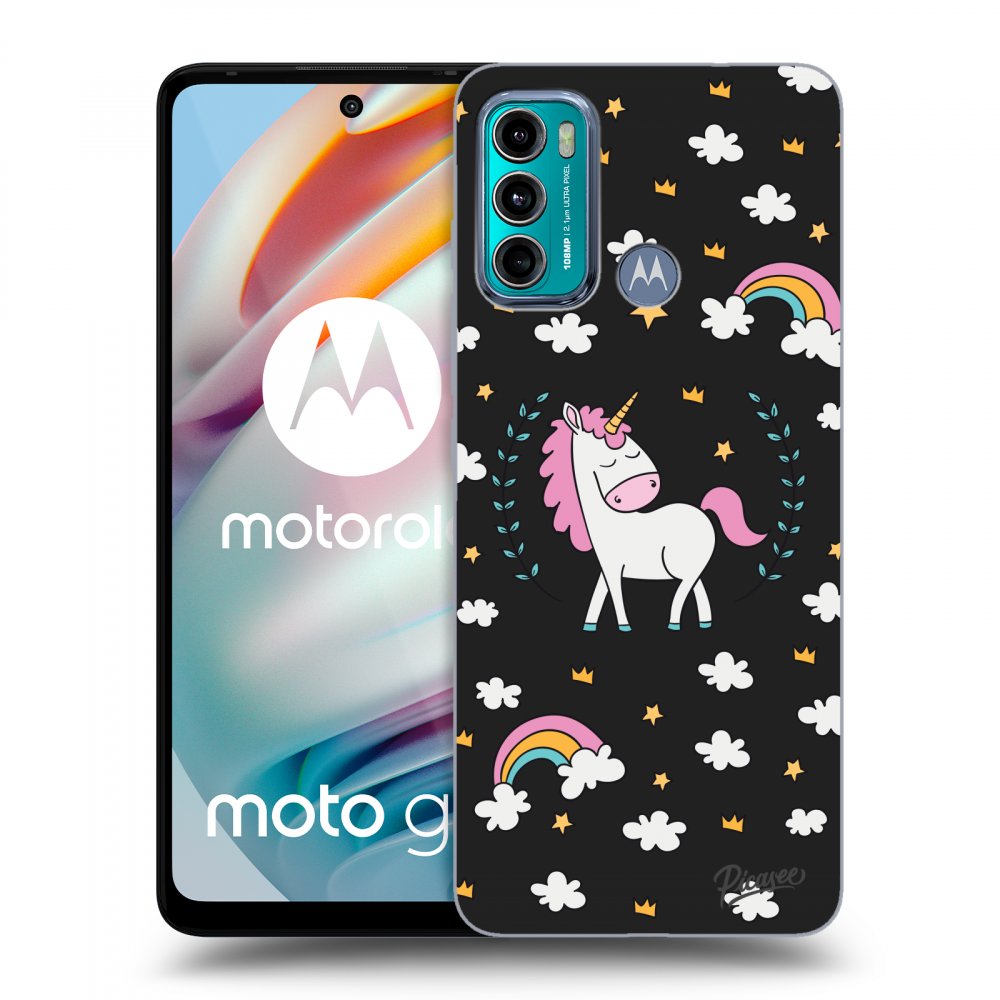 Picasee silikonový černý obal pro Motorola Moto G60 - Unicorn star heaven