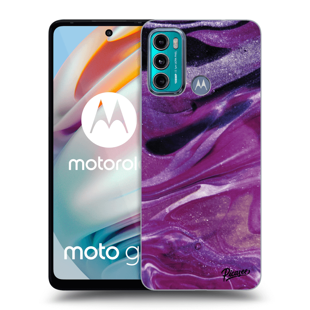Picasee silikonový průhledný obal pro Motorola Moto G60 - Purple glitter