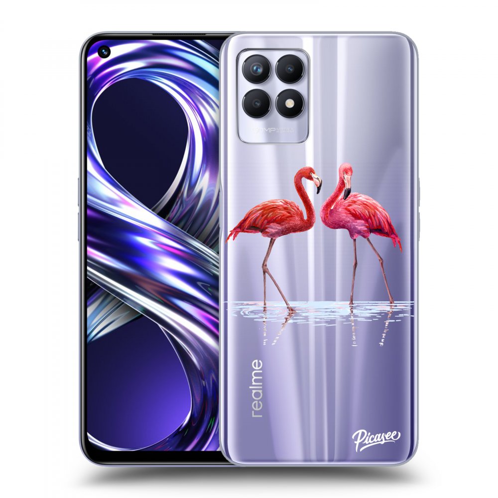 Picasee silikonový průhledný obal pro Realme 8i - Flamingos couple