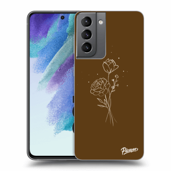 Picasee silikonový průhledný obal pro Samsung Galaxy S21 FE 5G - Brown flowers