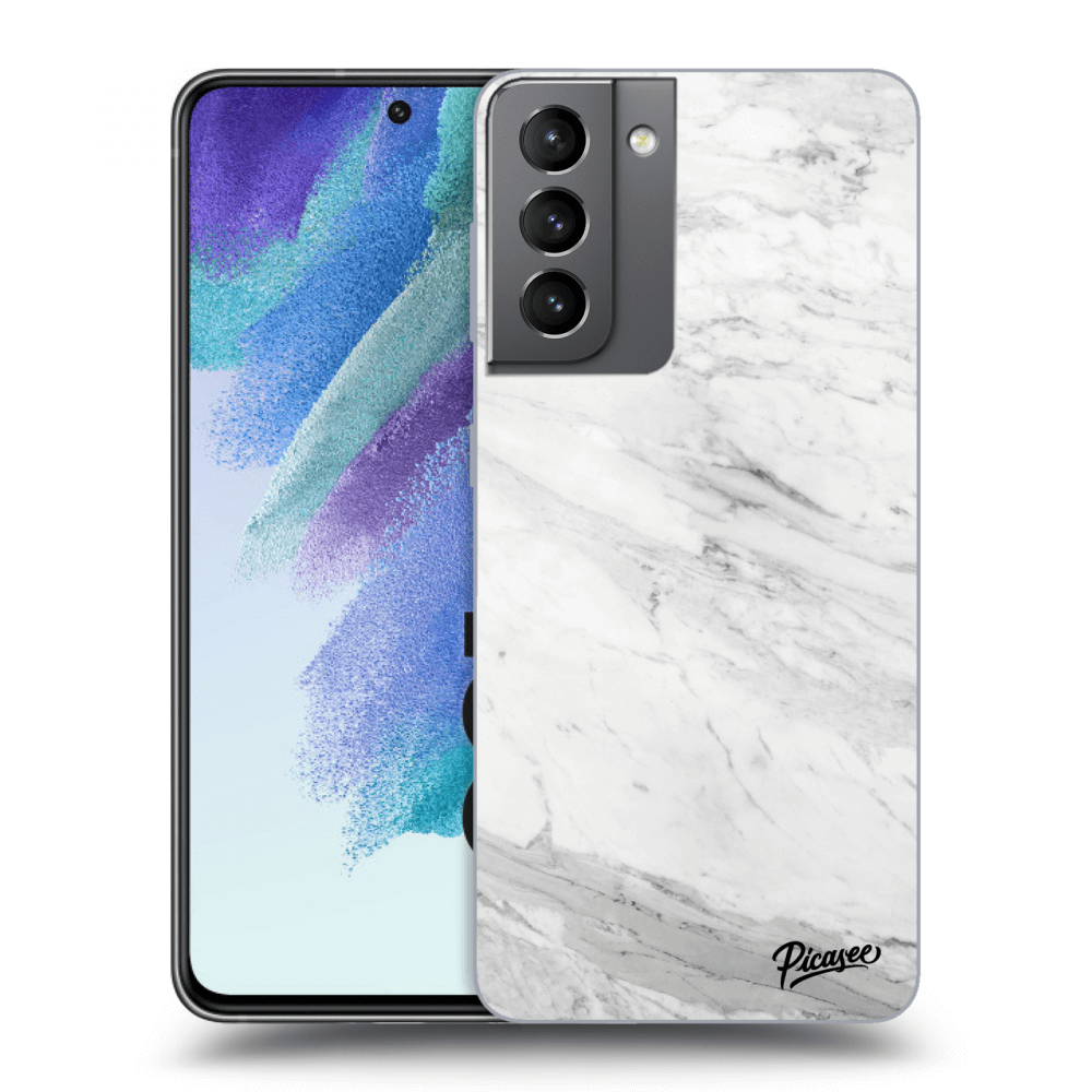 Picasee silikonový průhledný obal pro Samsung Galaxy S21 FE 5G - White marble