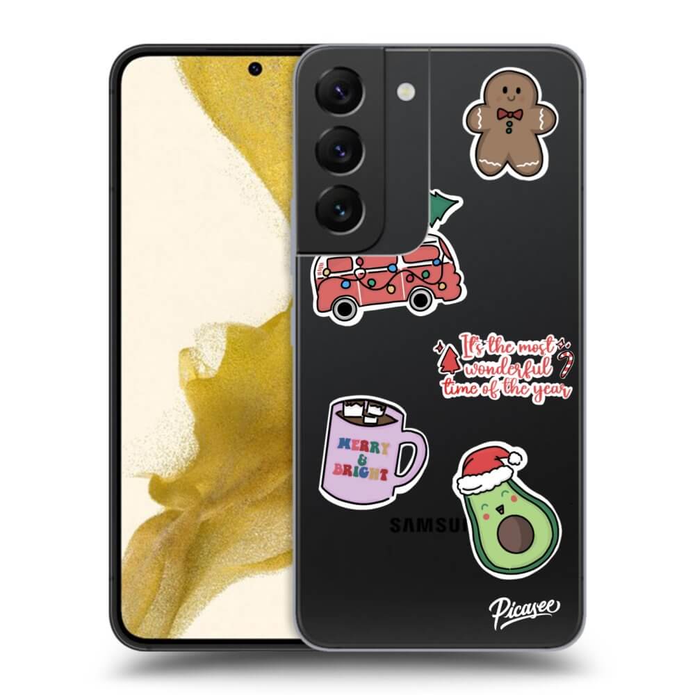 Picasee silikonový průhledný obal pro Samsung Galaxy S22 5G - Christmas Stickers