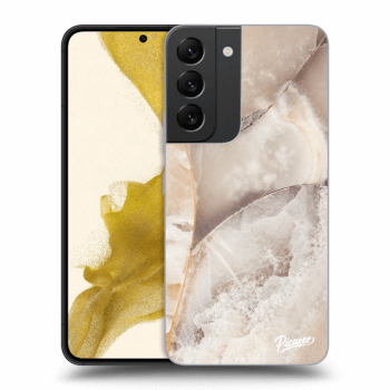 Picasee silikonový černý obal pro Samsung Galaxy S22 5G - Cream marble