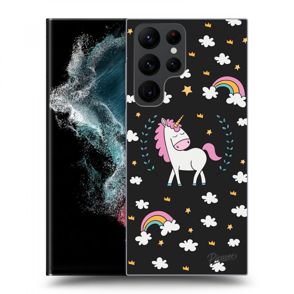 Picasee silikonový černý obal pro Samsung Galaxy S22 Ultra 5G - Unicorn star heaven