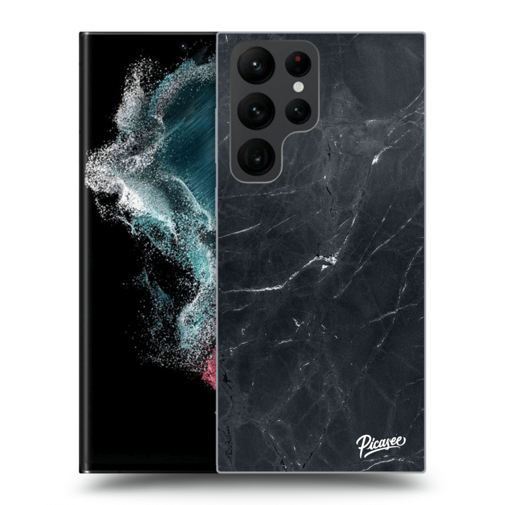 Picasee silikonový černý obal pro Samsung Galaxy S22 Ultra 5G - Black marble