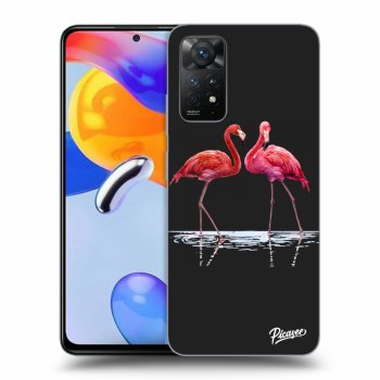 Picasee silikonový černý obal pro Xiaomi Redmi Note 11 Pro 5G - Flamingos couple