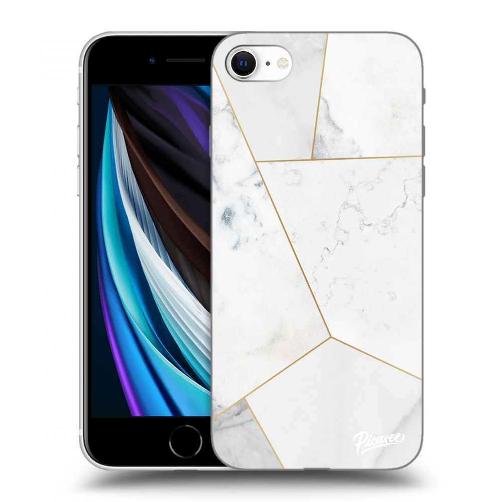 Picasee silikonový průhledný obal pro Apple iPhone SE 2022 - White tile