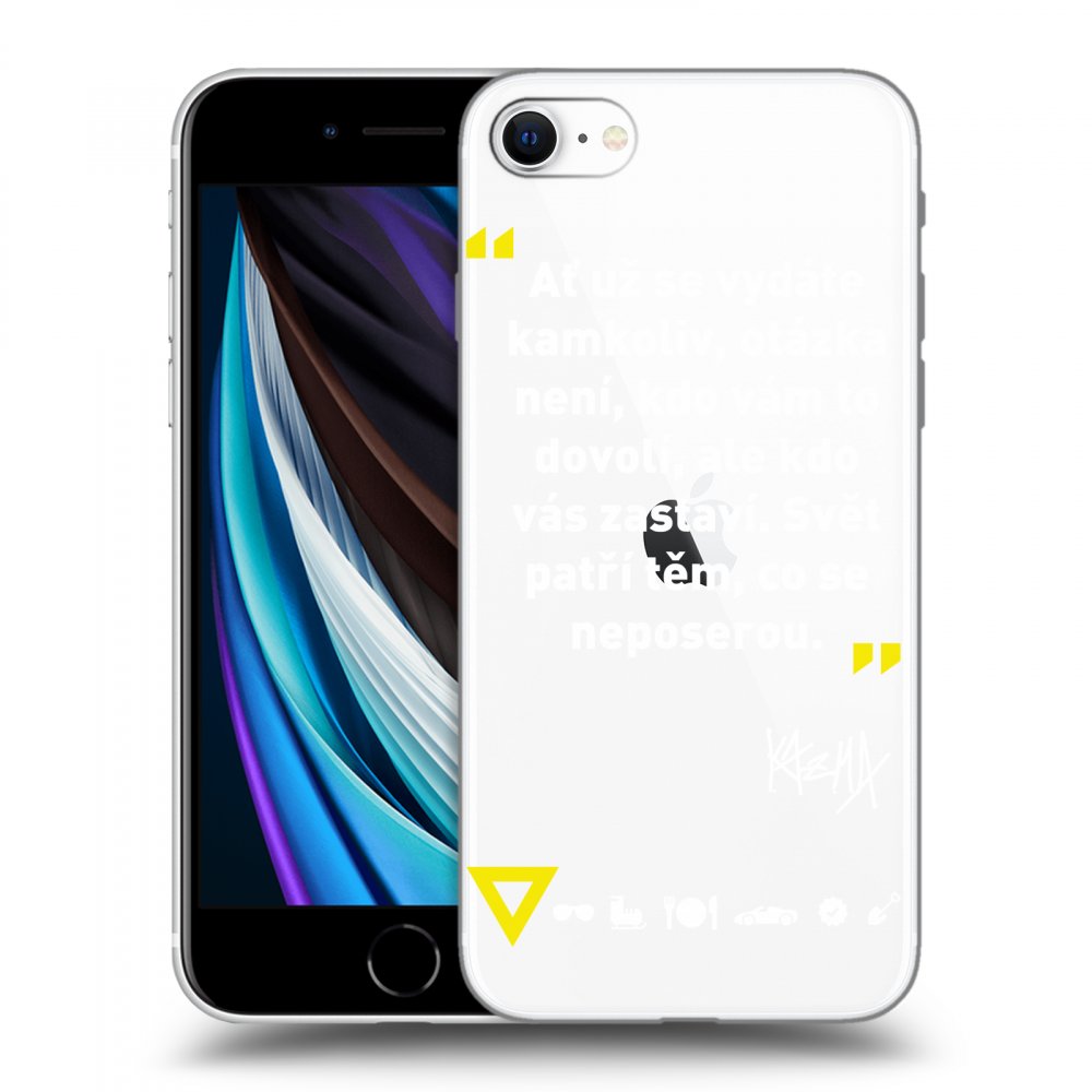Picasee silikonový průhledný obal pro Apple iPhone SE 2022 - Kazma - SVĚT PATŘÍ TĚM, CO SE NEPOSEROU