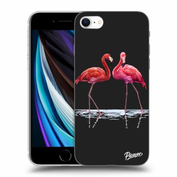 Picasee silikonový černý obal pro Apple iPhone SE 2022 - Flamingos couple