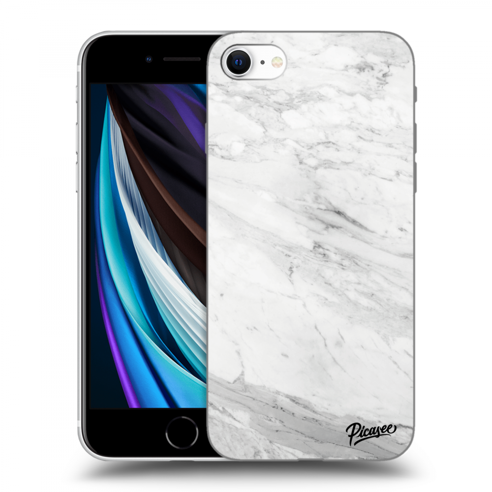 Picasee silikonový průhledný obal pro Apple iPhone SE 2022 - White marble