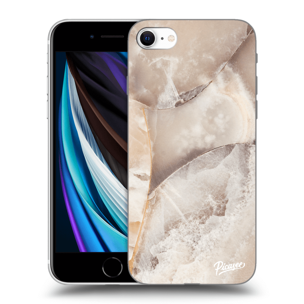 Picasee silikonový černý obal pro Apple iPhone SE 2022 - Cream marble