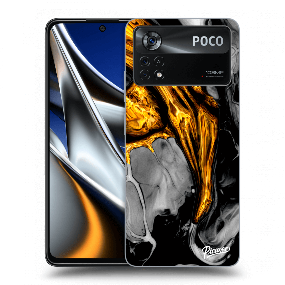 Picasee silikonový černý obal pro Xiaomi Poco X4 Pro 5G - Black Gold