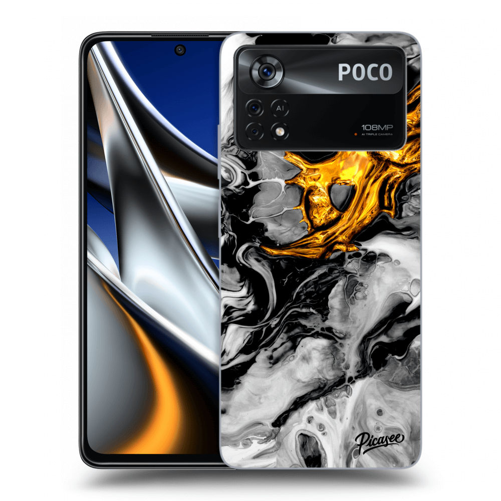 Picasee silikonový průhledný obal pro Xiaomi Poco X4 Pro 5G - Black Gold 2