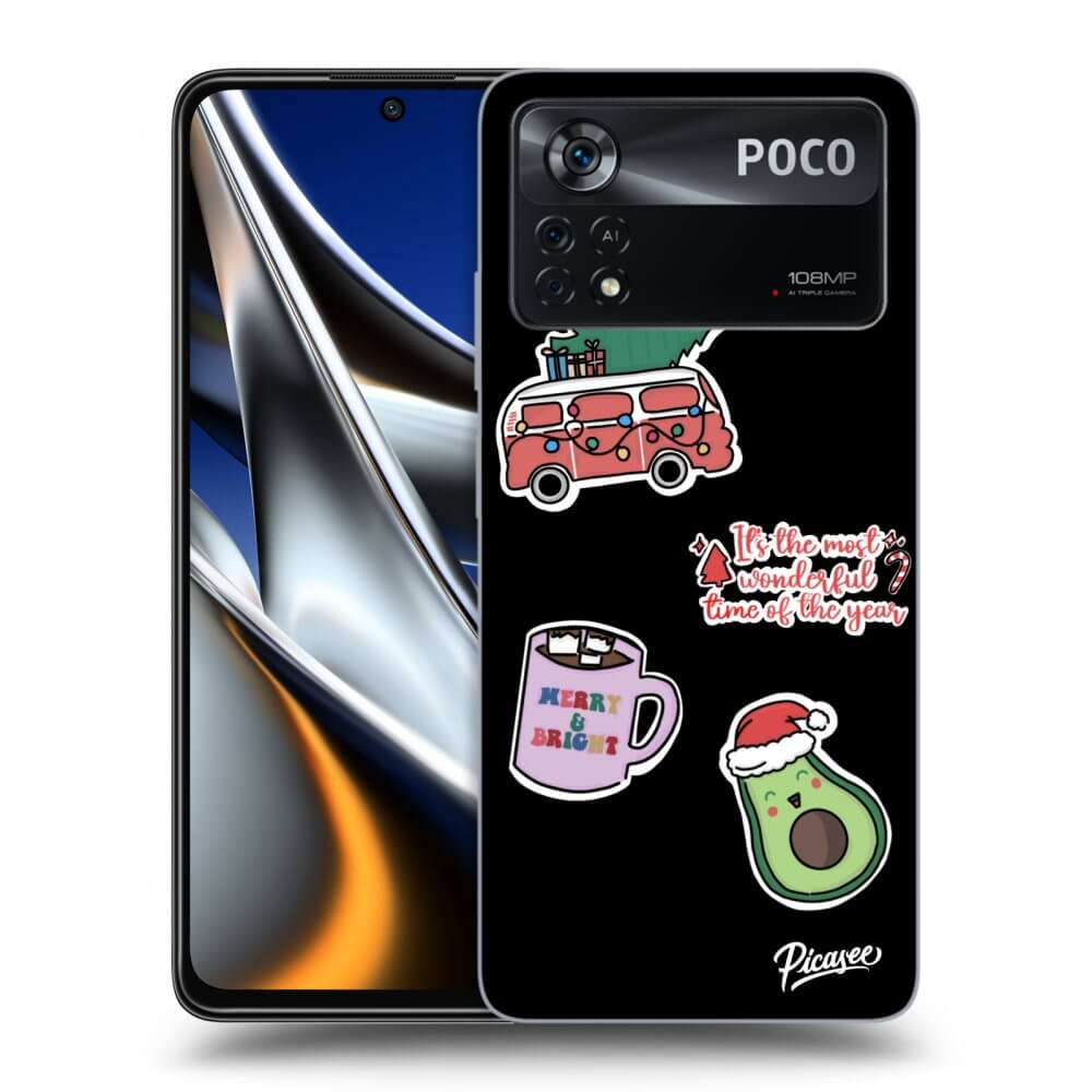 Picasee silikonový černý obal pro Xiaomi Poco X4 Pro 5G - Christmas Stickers