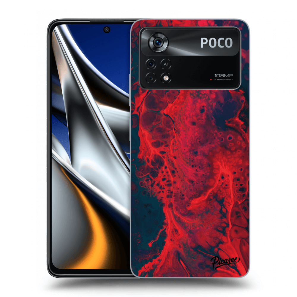 Picasee silikonový černý obal pro Xiaomi Poco X4 Pro 5G - Organic red