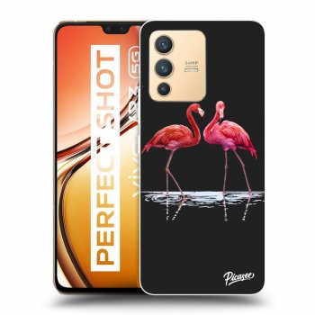 Picasee silikonový černý obal pro Vivo V23 5G - Flamingos couple