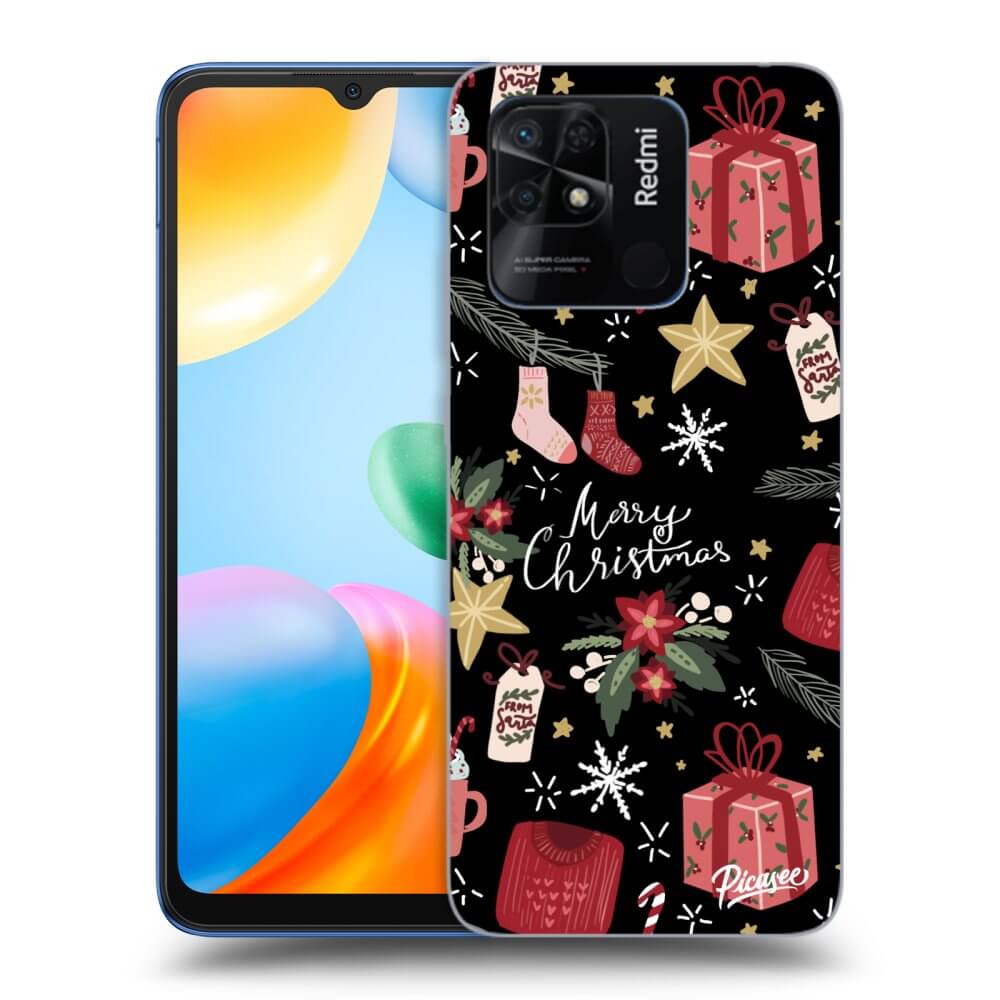 Picasee silikonový černý obal pro Xiaomi Redmi 10C - Christmas