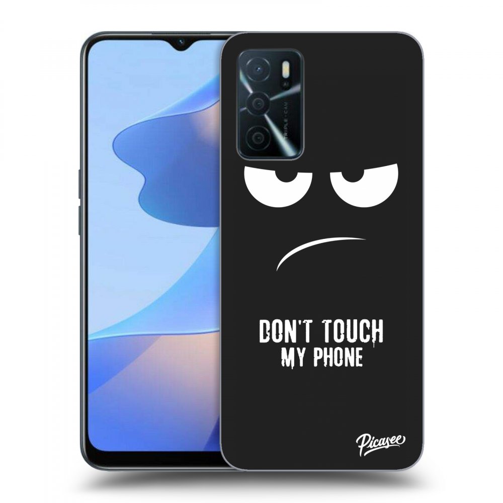 Picasee silikonový černý obal pro OPPO A16 - Don't Touch My Phone