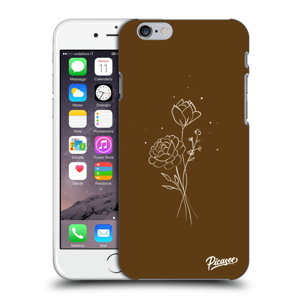 Picasee silikonový průhledný obal pro Apple iPhone 6/6S - Brown flowers