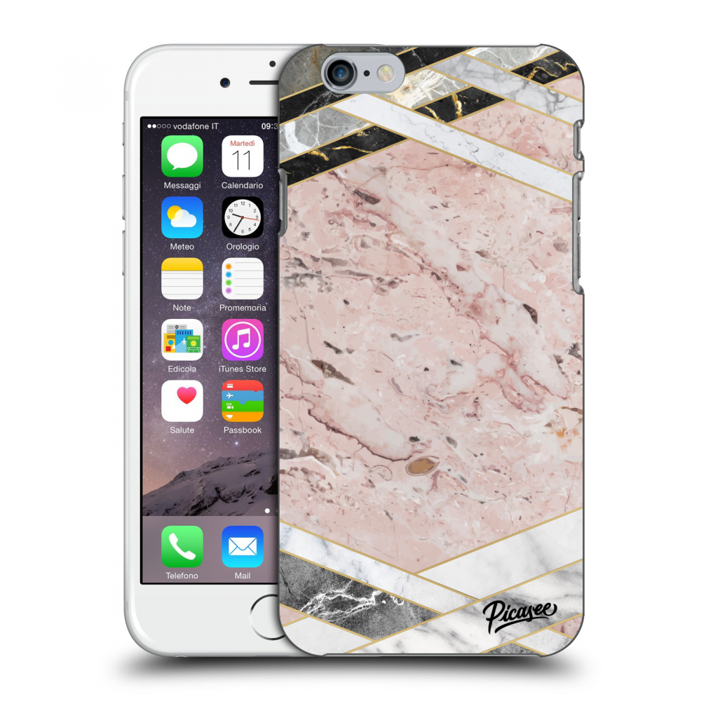 Picasee silikonový černý obal pro Apple iPhone 6/6S - Pink geometry