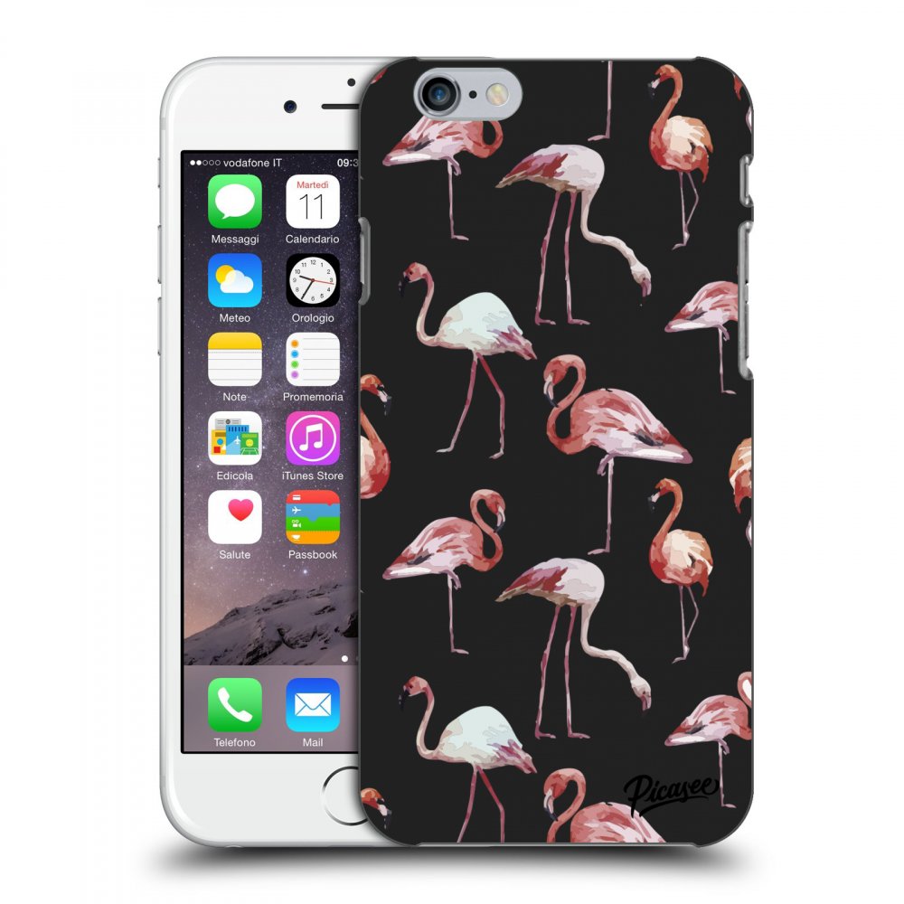 Picasee silikonový černý obal pro Apple iPhone 6/6S - Flamingos