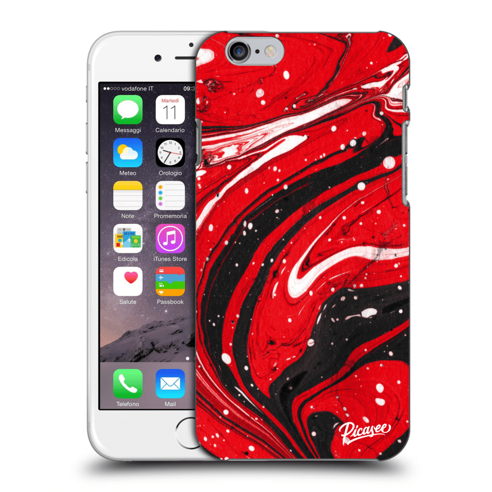 Picasee silikonový průhledný obal pro Apple iPhone 6/6S - Red black