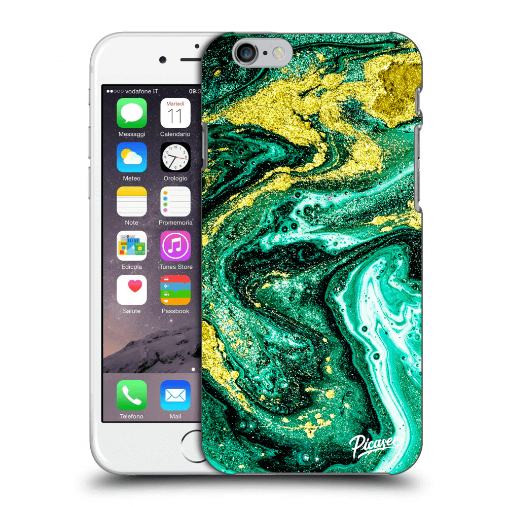 Picasee silikonový průhledný obal pro Apple iPhone 6/6S - Green Gold