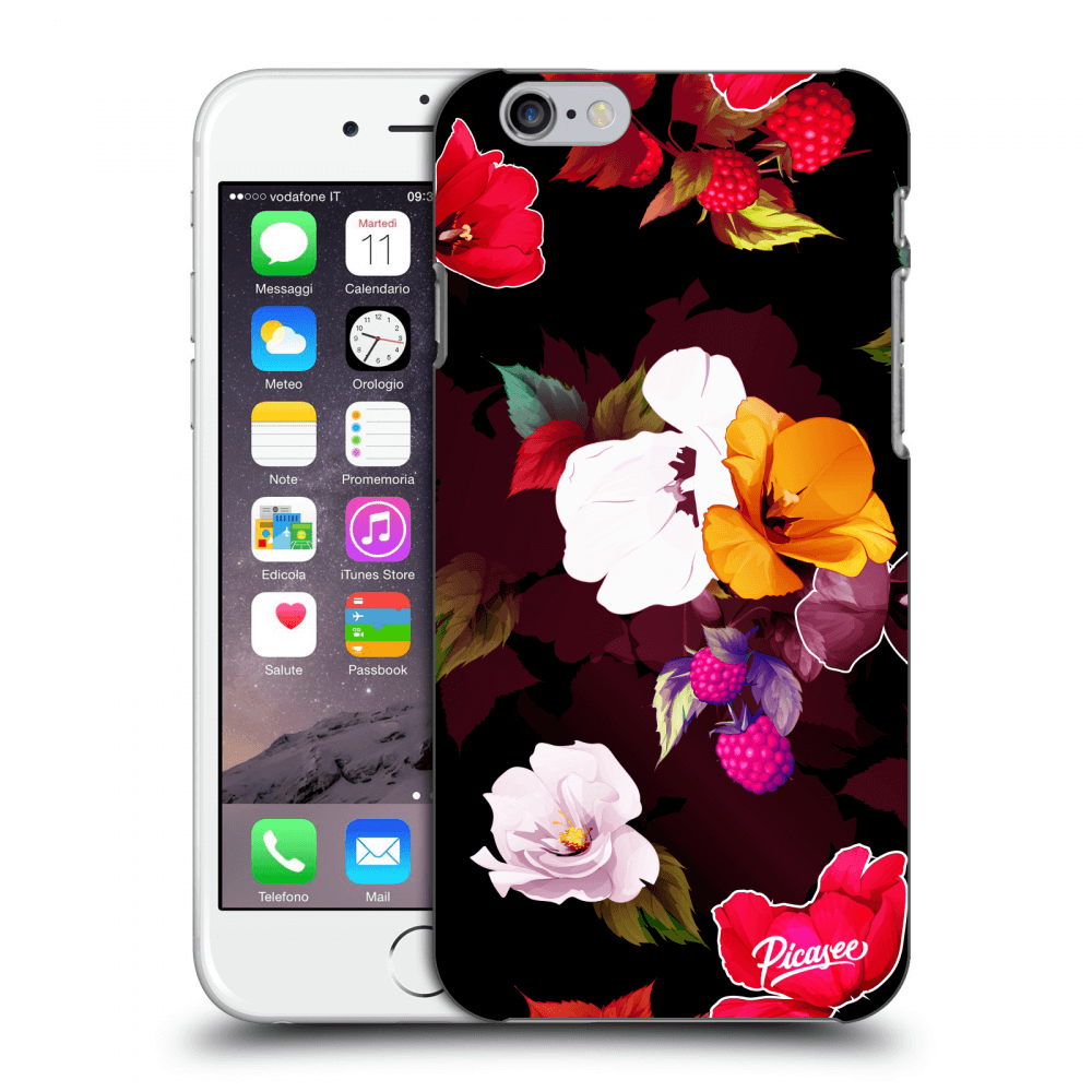 Picasee silikonový černý obal pro Apple iPhone 6/6S - Flowers and Berries