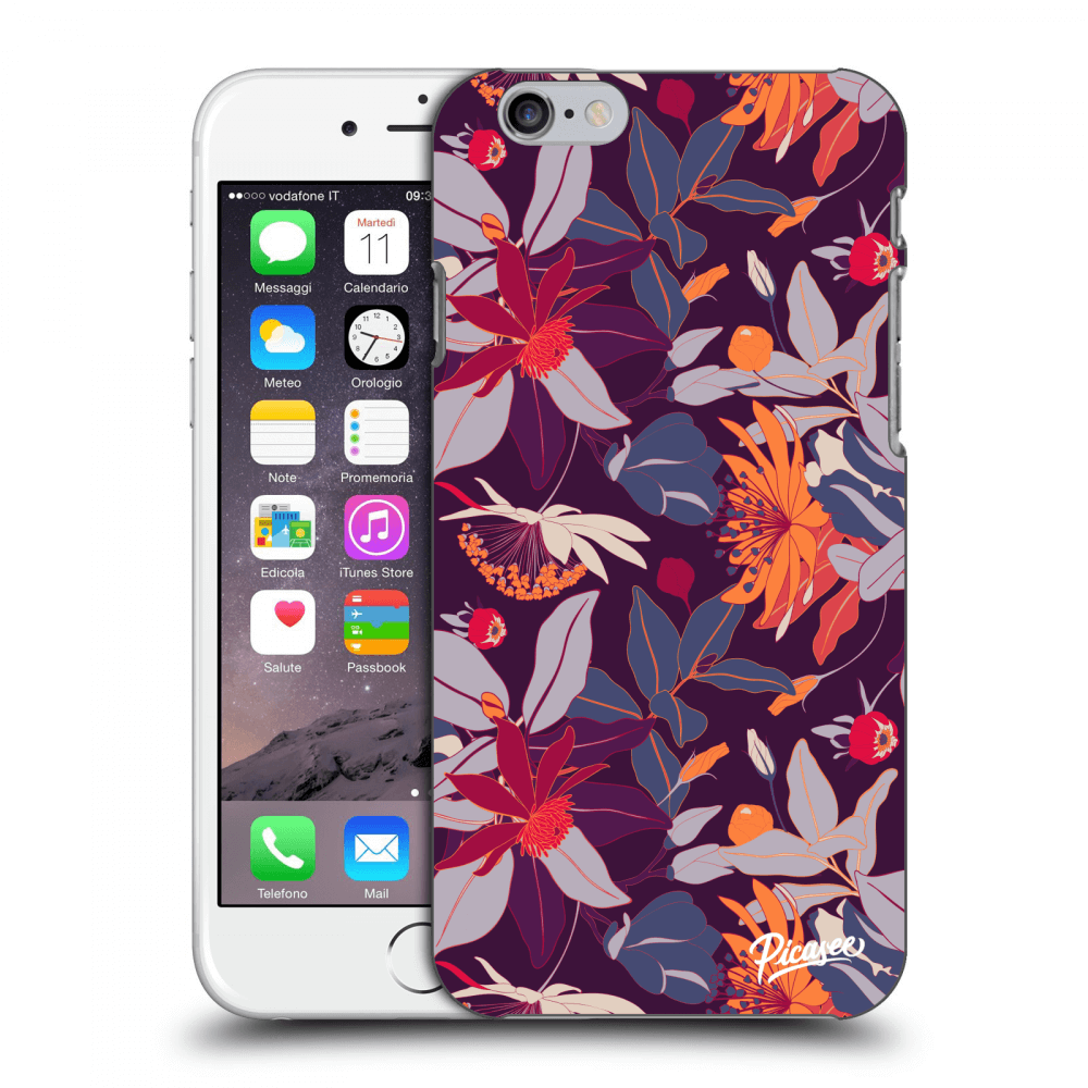 Picasee silikonový průhledný obal pro Apple iPhone 6/6S - Purple Leaf