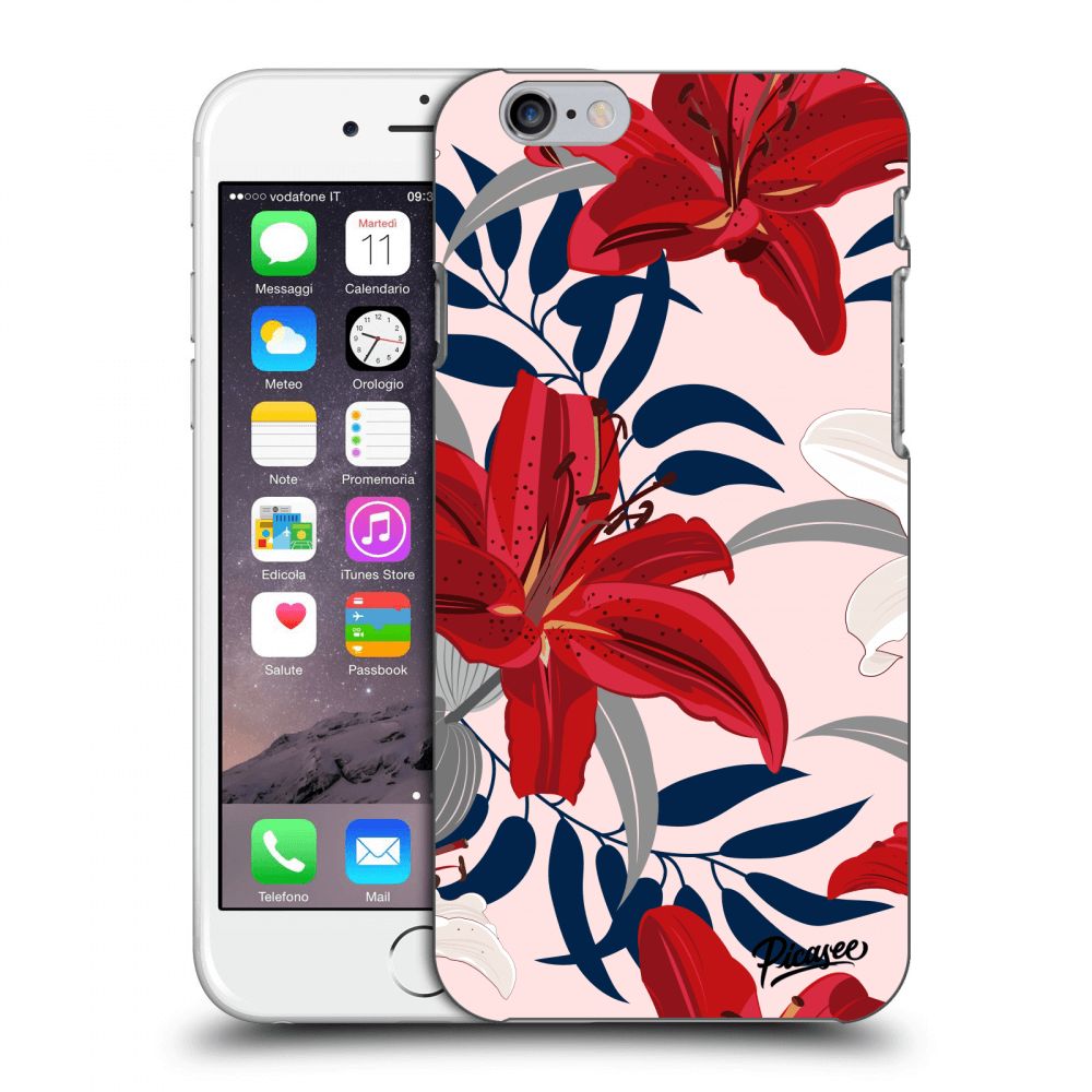 Picasee silikonový průhledný obal pro Apple iPhone 6/6S - Red Lily