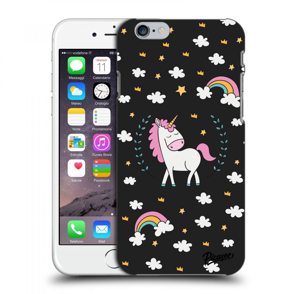 Picasee silikonový černý obal pro Apple iPhone 6/6S - Unicorn star heaven